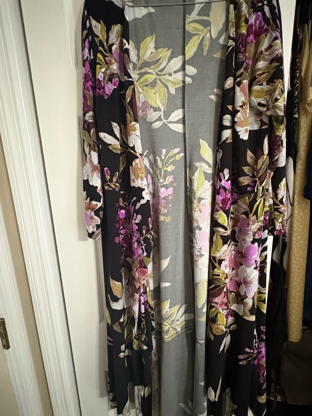 American Living Floral Print Top in Gray, Pink & Yellow
